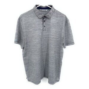 Black Clover Polo Shirt Men's L Golf White Gray Geometric All Over